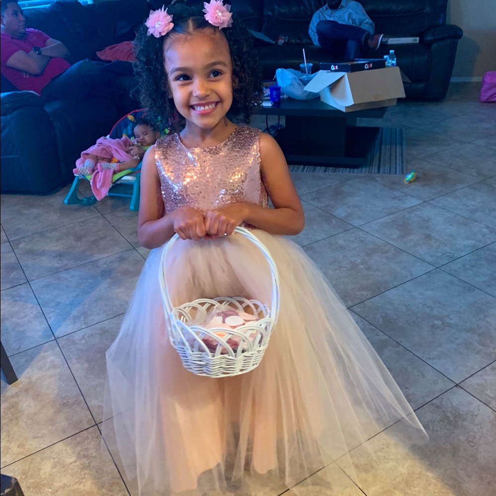 Flower girl rose gold / pink dress